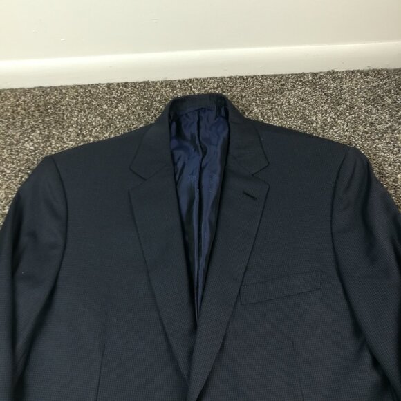 Brioni Sport Coat Wool Cashmere Blue Black Micro Gingham Checked 44R - Picture 1 of 13